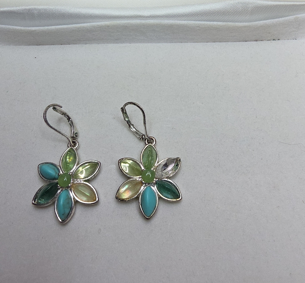 Floral Multi-Green Drop Earrings - Women Jewelry